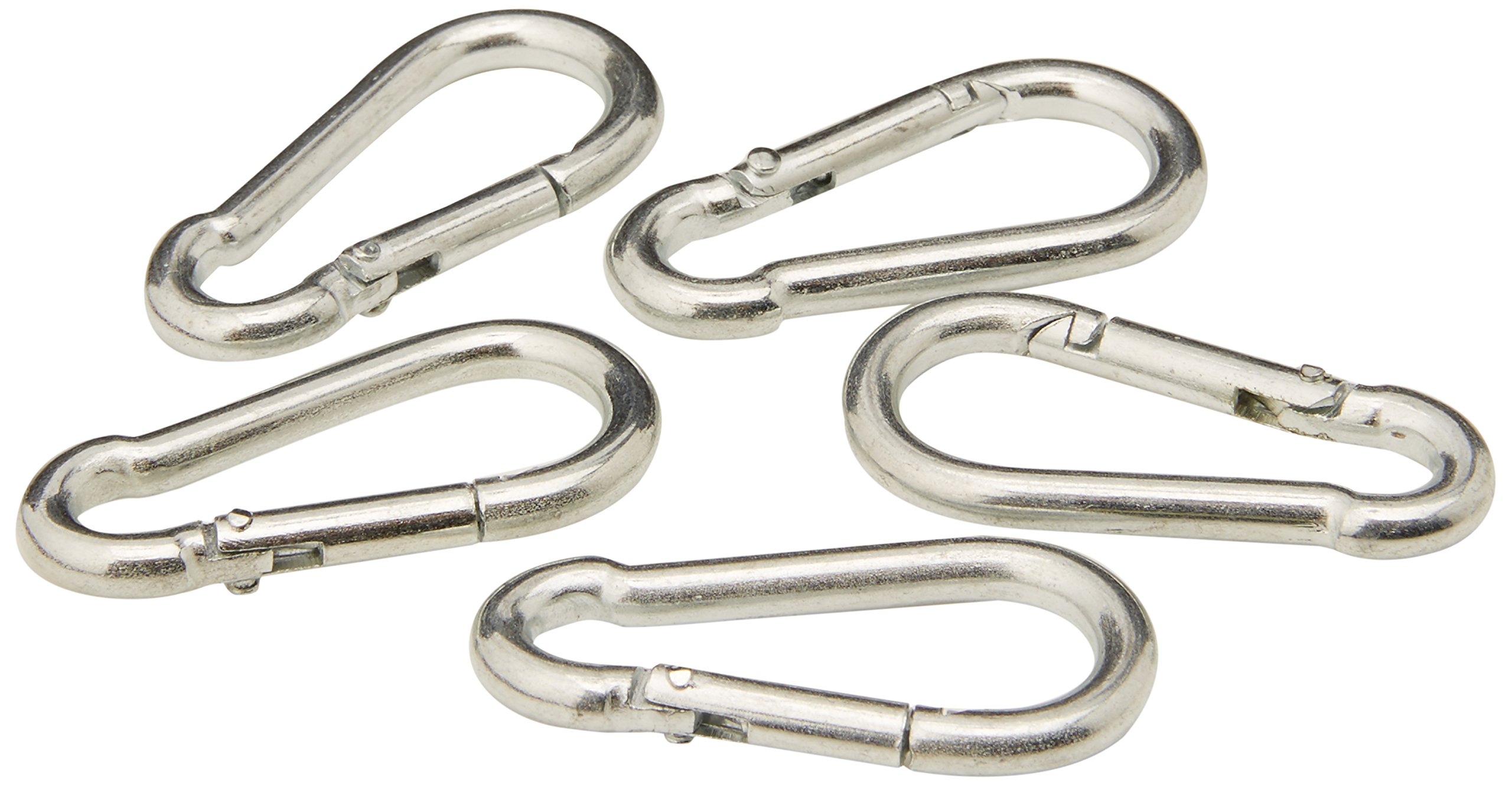 Merriway Bright Zinc Plated Bh04249 (5 Pcs) M4 Steel Carabiner Snap Hook, 5/32 Inch - Pack Of 5 Pieces