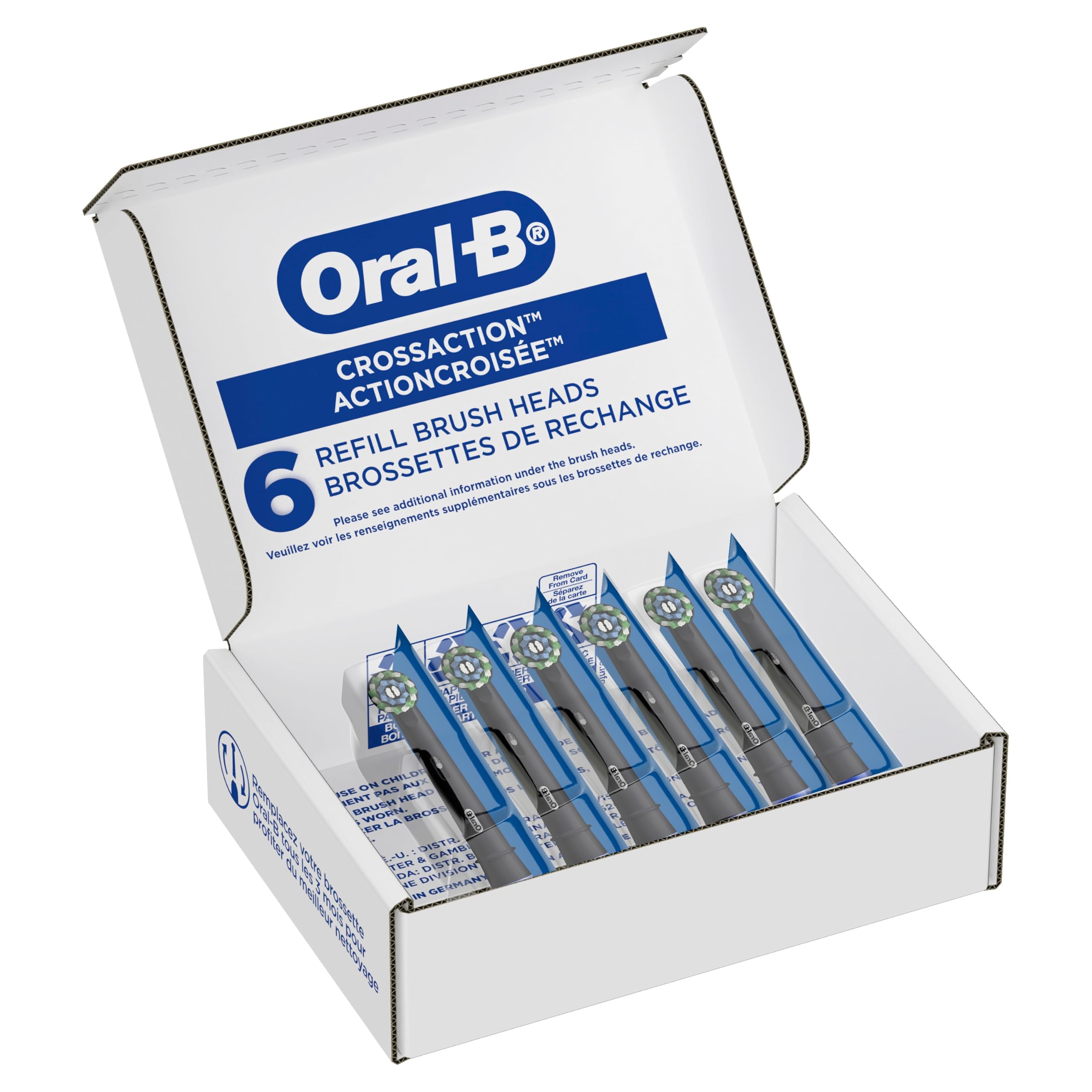 Oral-B CrossAction - Testine di ricambio per spazzolino elettrico, 6 pezzi, colore: nero