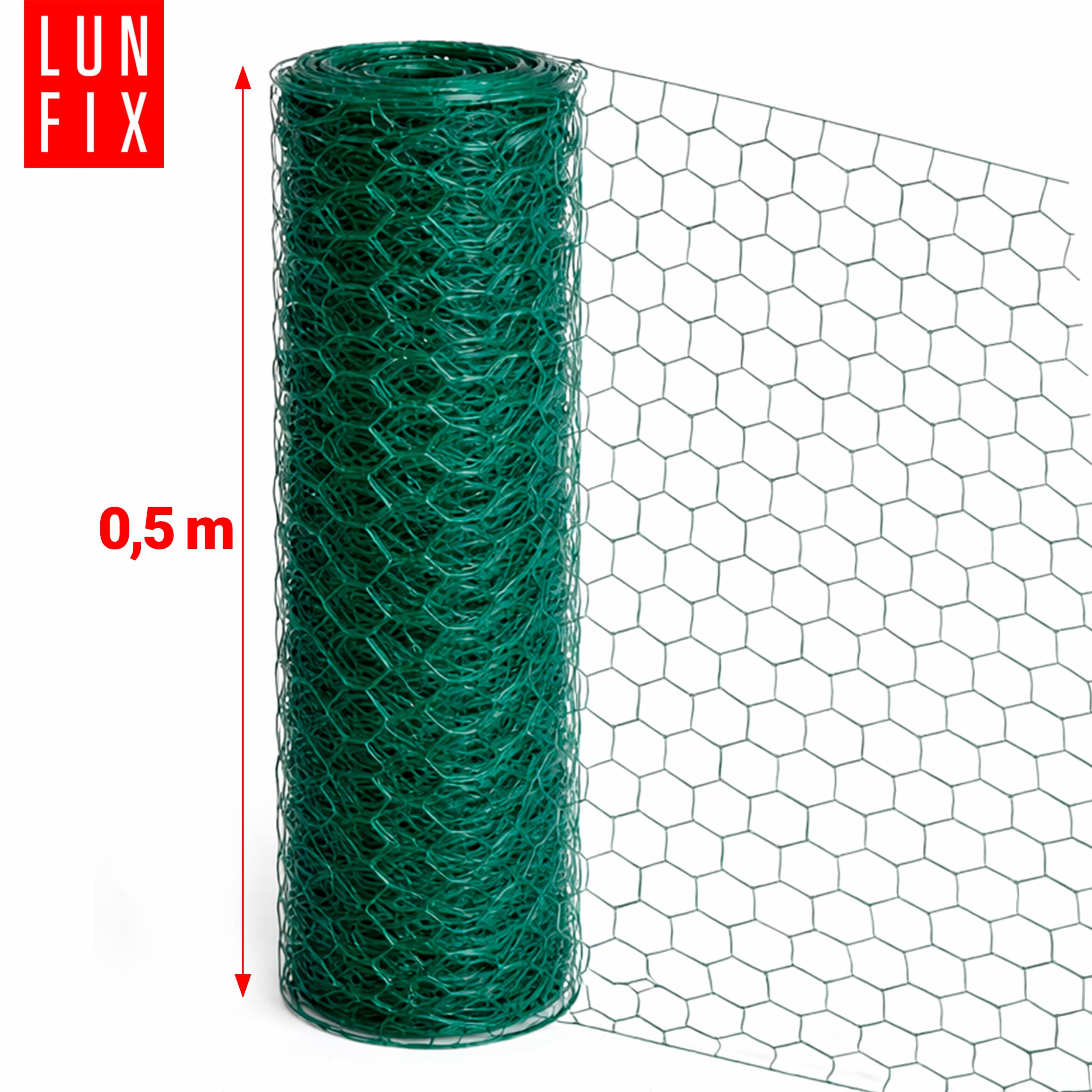 Ogrodzenie z siatki drucianej 25 x 25 mm, grubość 0,7 mm, sześciokątna siatka 0,5 x 25 m, zielona PCW, drut dla królików, drut dla kurcząt, ogrodzenia, siatka druciana do ogrodu, ogrodzenia