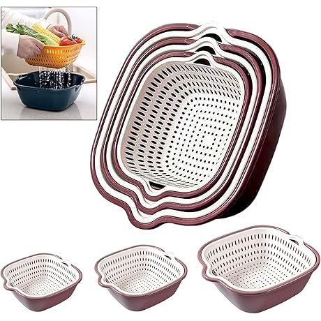 Z23Z 6PCS Double Layered Drain Basin and Basket
