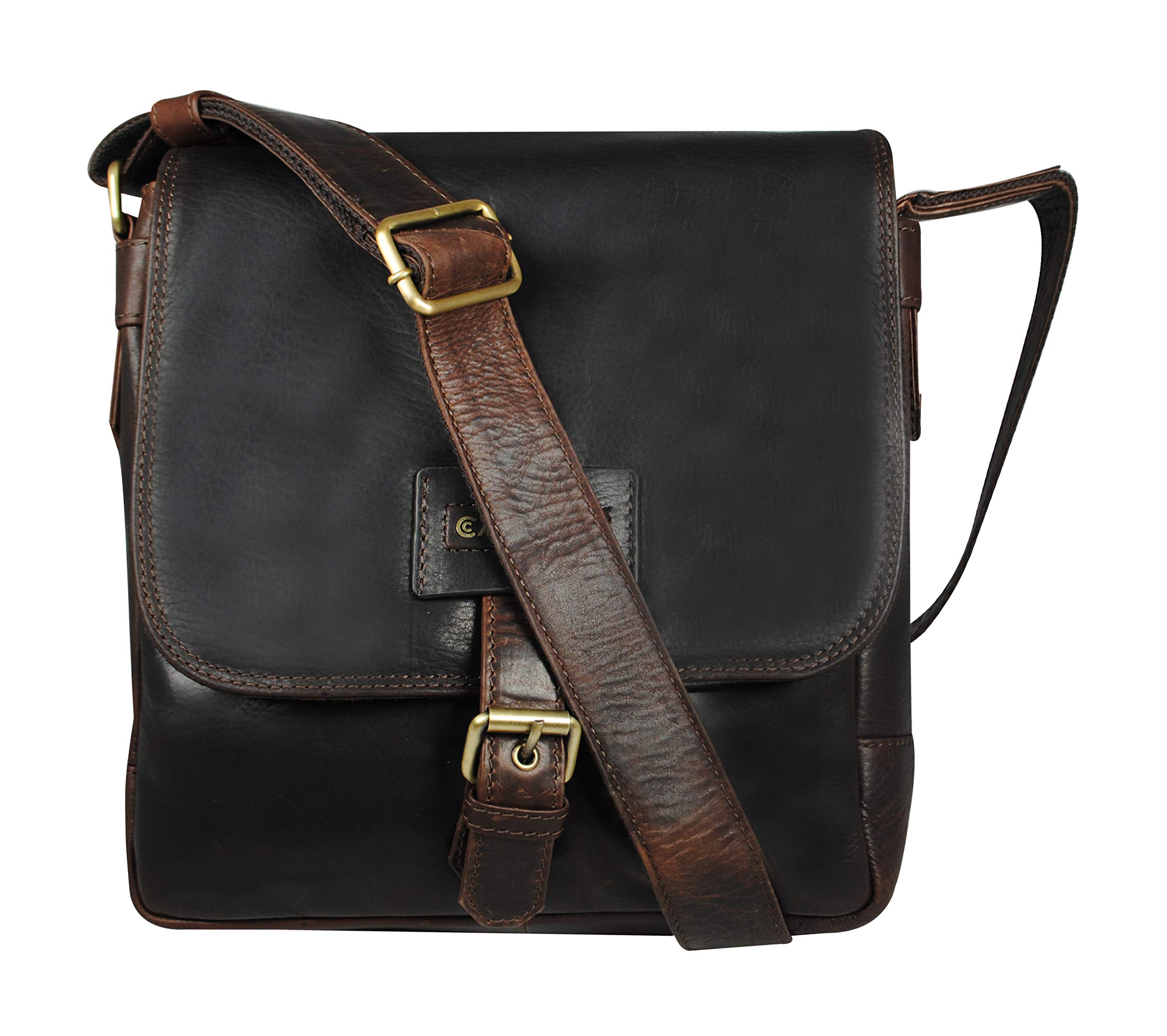 Genuine Leather Men's Cross Body Bag-Men's Messenger Bag-Men's Leather Office Bag-Men's Leather Shoulder Bag by Calfnero (Brown)-picture-12