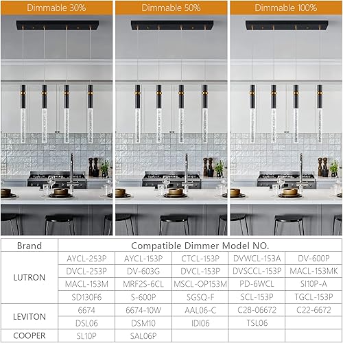 Miniatura 9 de LMQNINE Lámparas de cocina de techo regulable LED moderno mini iluminación colgante negra con cristal de burbujas luz colgante para cocina isla