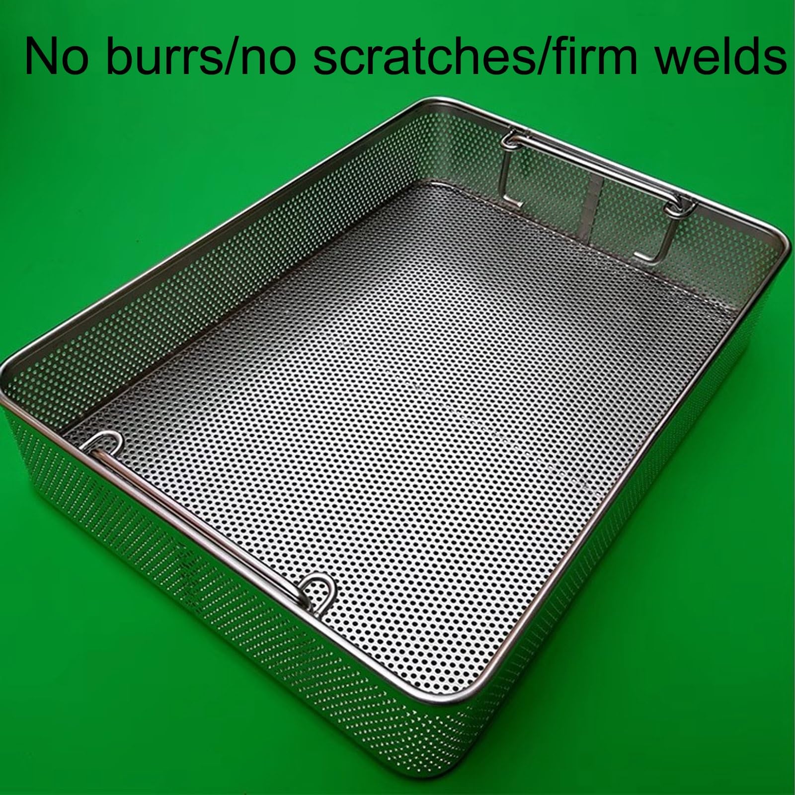 Cesta Esterilización Acero Inoxidable 304 Perforada 2mm Instrumentos Médicos | Acero inoxidable 304, perforación completa de 0,08 pulgadas para seguridad.(17.7in*13.4in*2.8in)