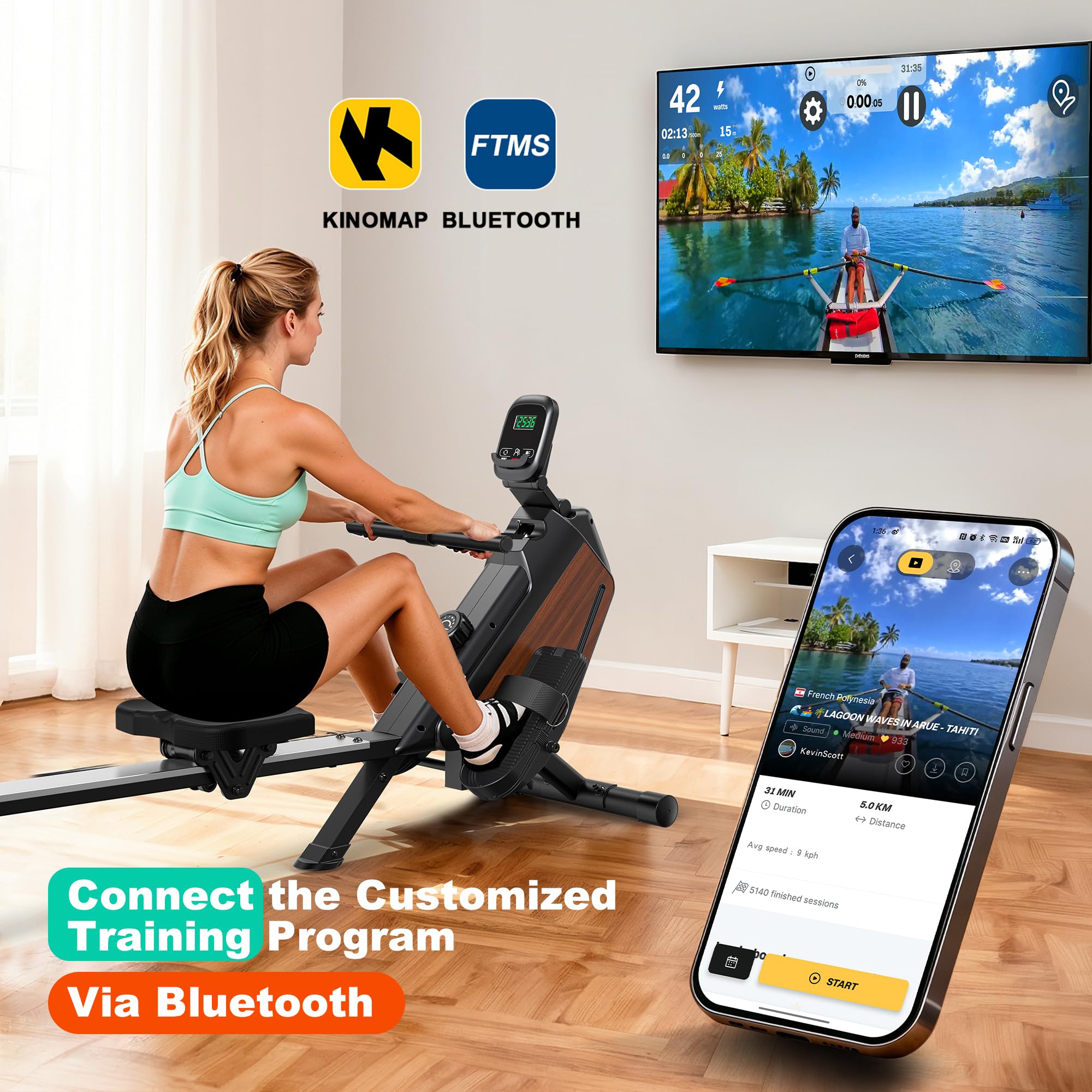 YESOUL R1 Plus Roeitoestel voor thuis, 21,5 inch FHD-scherm met 360
