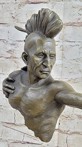 Miniatura 7 de Gran estatua de bronce indio - escultura india limitada - indio con arco - iroqués - guerrero de bronce indio - escultura del salvaje oeste a la