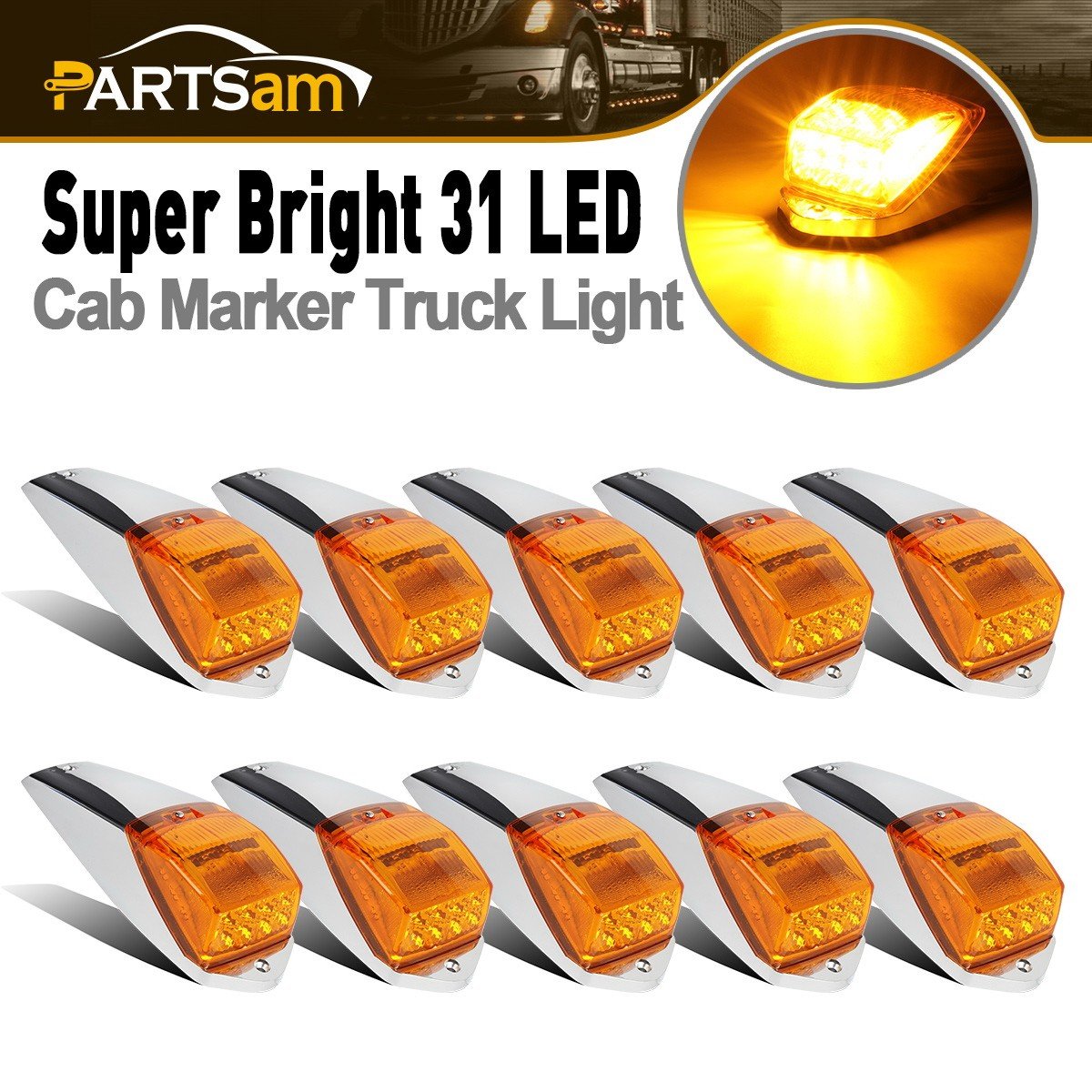 Buy Partsam 10pcs Amber 31LED Cab Marker Light Top Roof Running Lights