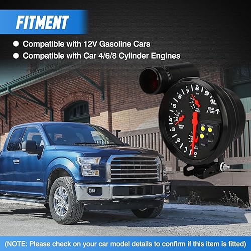 Miniatura 5 de Tacómetro 4 en 1 de 5 pulgadas para coche, agua, aceite, temperatura, tacómetro, presión de aceite con asiento