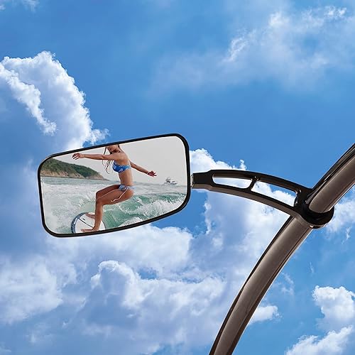 Wakeboard Tower Mirror 7x13" Convex – Extra Wide View, Vibration-Free 360° Adjustable Arm, Fits 2.5" Tubes, Universal Boat Rear View for Wake Surf, Water Ski & Tubing