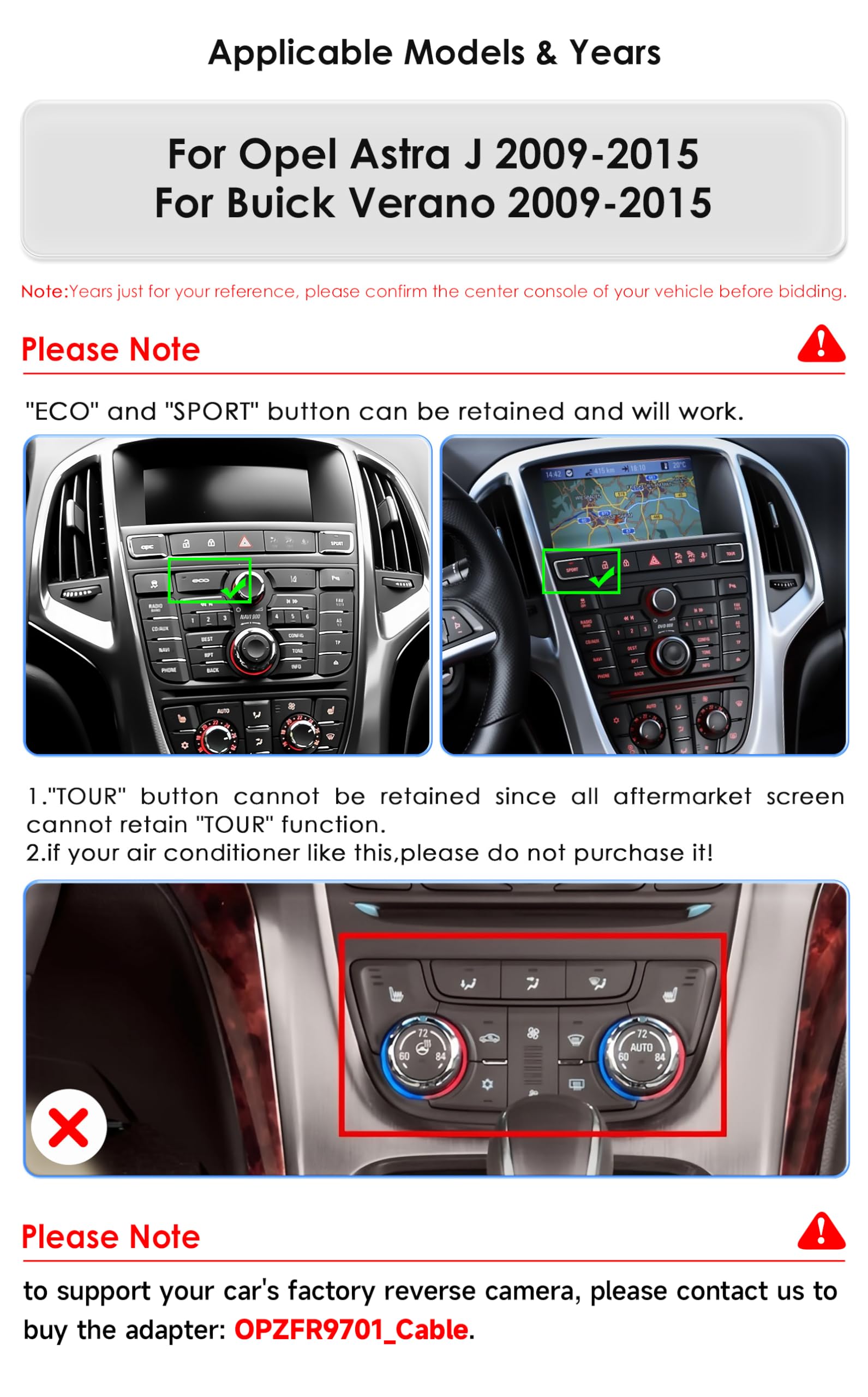 Android 13 Autoradio 9.7 pollici Touchscreen 8 core per Opel Astra J/Vauxhall Buick Verano 2009-2015 WiFi Wireless Android Auto & Wireless Carplay Bluetooth WiFi 4G GPS RDS AM/FM