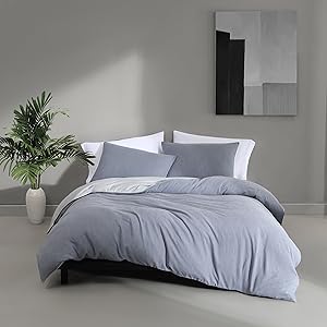 Calvin Klein - QueenDuvet Cover Set, Reversible Tencel Bedding with Matching Shams, Oeko-Tex Certified (Slate Blue, Queen)