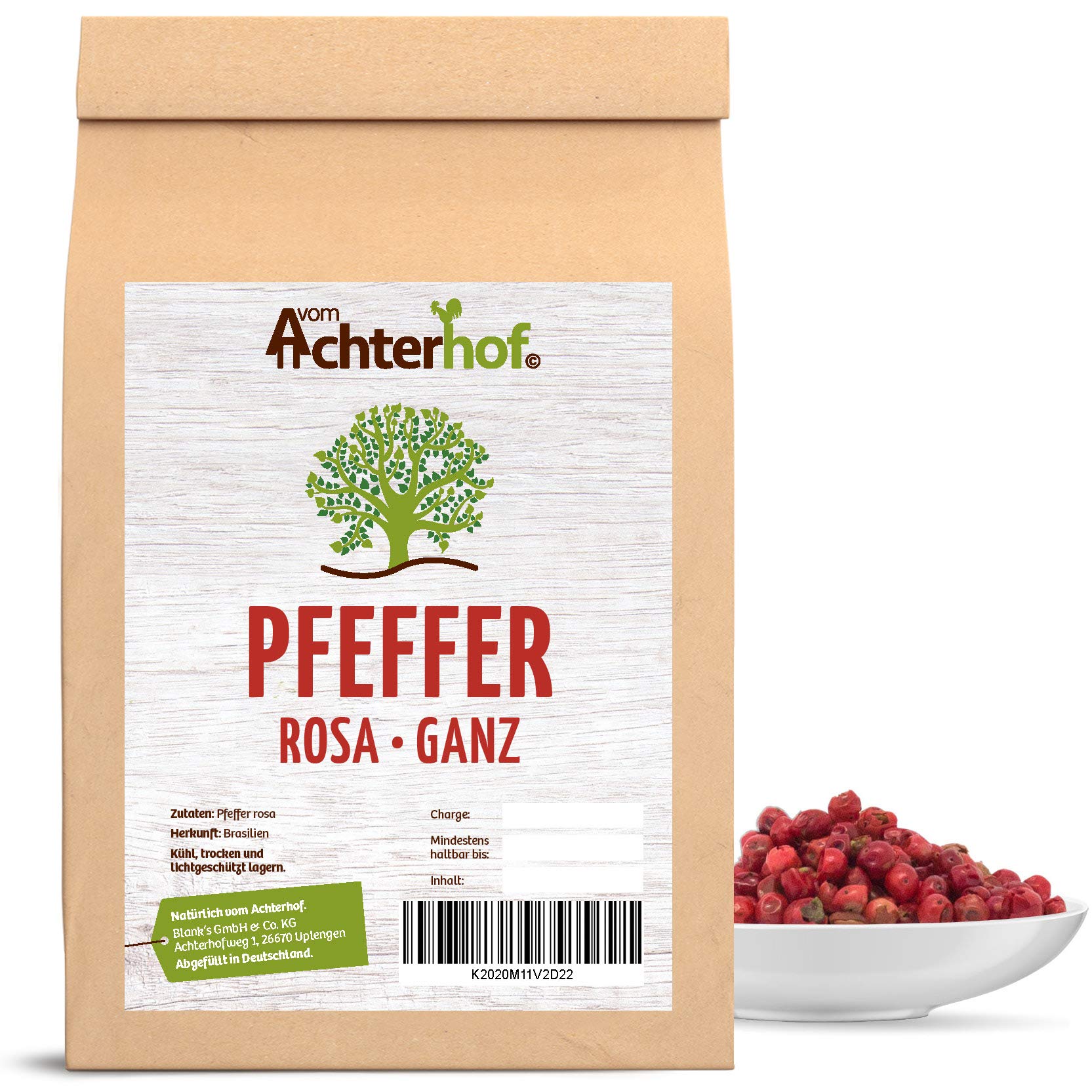 Pfeffer rot ganz 500 g rosa Pfefferbeeren Pfefferkörner ideal für die Pfeffermühle