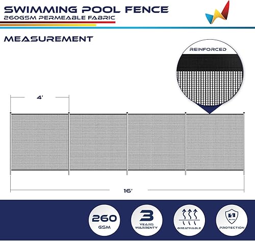Miniatura 6 de Valla de seguridad para piscinas enterradas, valla de seguridad desmontable con mangas de postes, panel de valla de patio de la cubierta del jardín