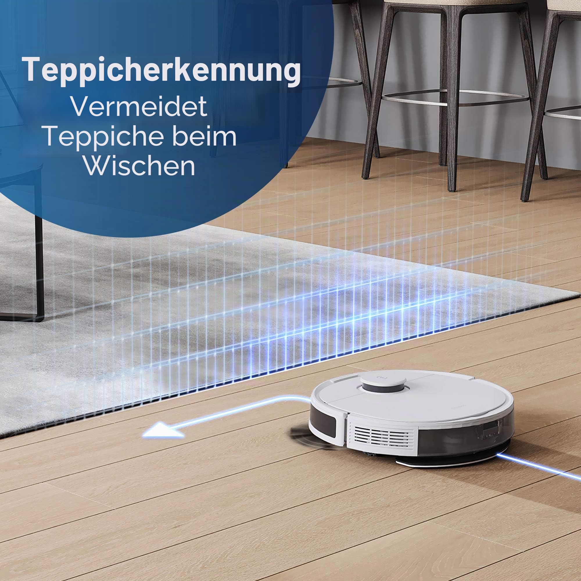ECOVACS DEEBOT N8+ Saugroboter mit Wischfunktion 2300Pa (2,5L Absaugstation, dToF Lasernavigation, Teppicherkennung, Raumreinigungsplan, Kartierung mehrerer Etagen) für Tierhaare Teppich Hartboden