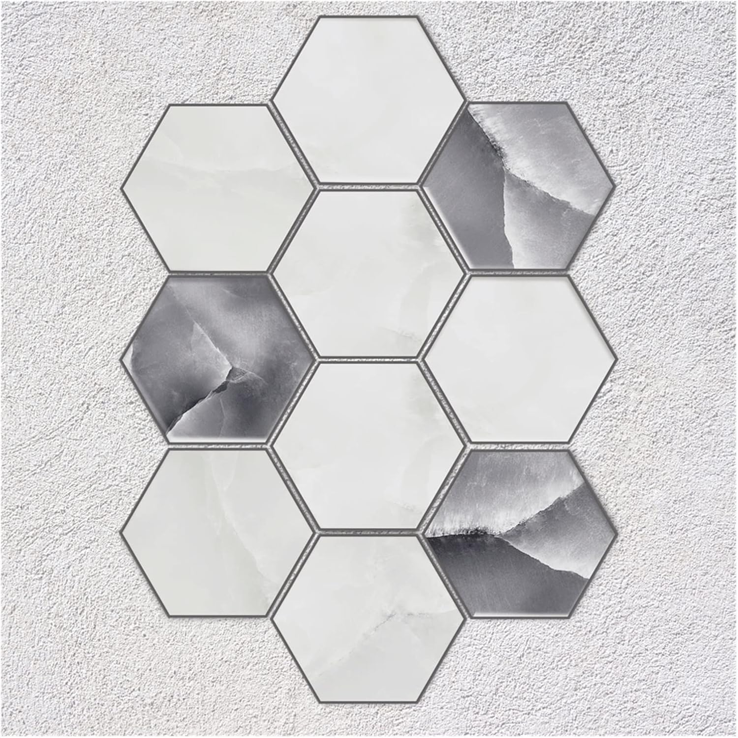 Texture Hexagon Tile Floor Sticker Kitchen Bathroom TV Sofa Wall Home Decor Art Wall Sticker (D 20cmX23cmX11.5cm)