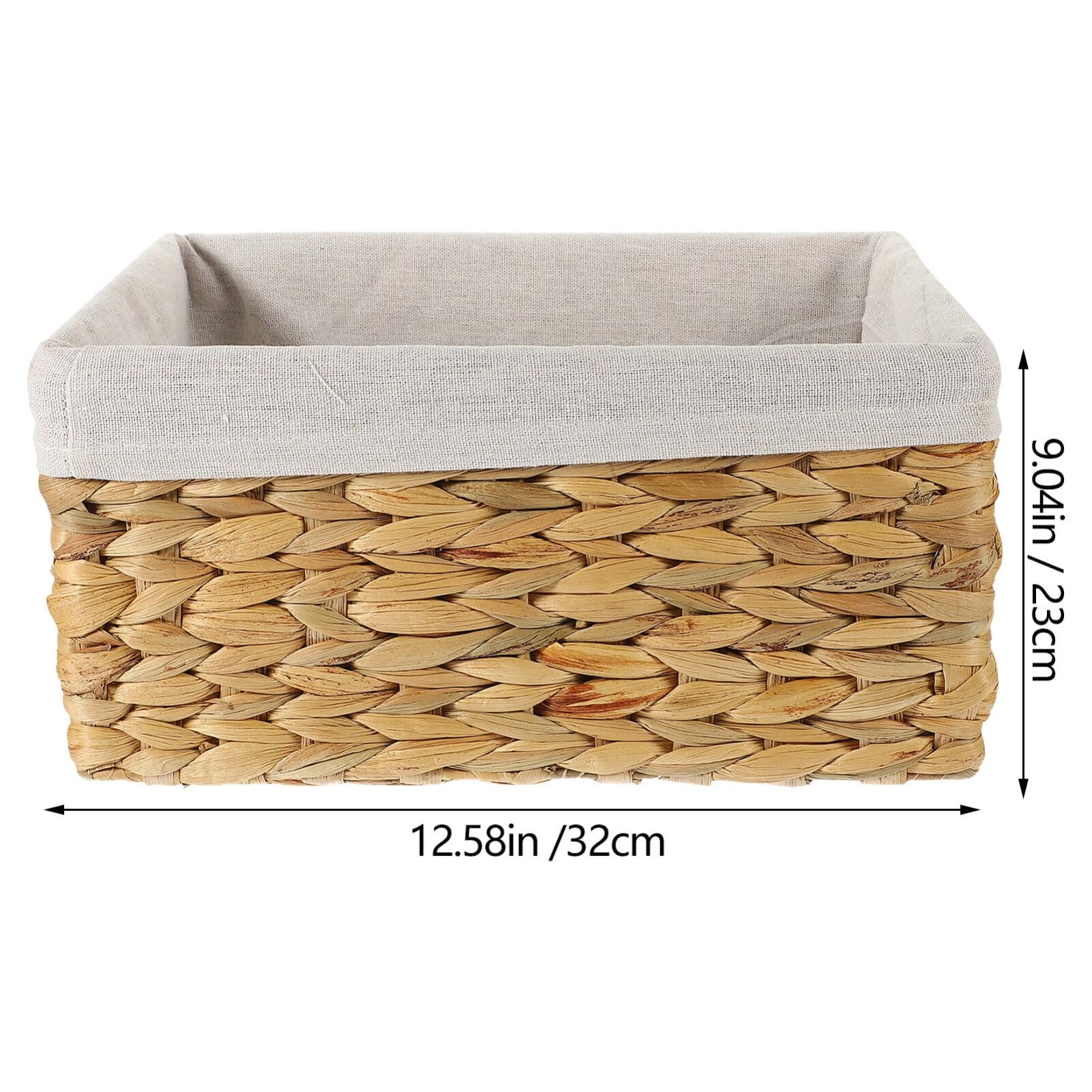 Cesta con Forro Tejida Rectangular de Almacenamiento de Fibra Natural