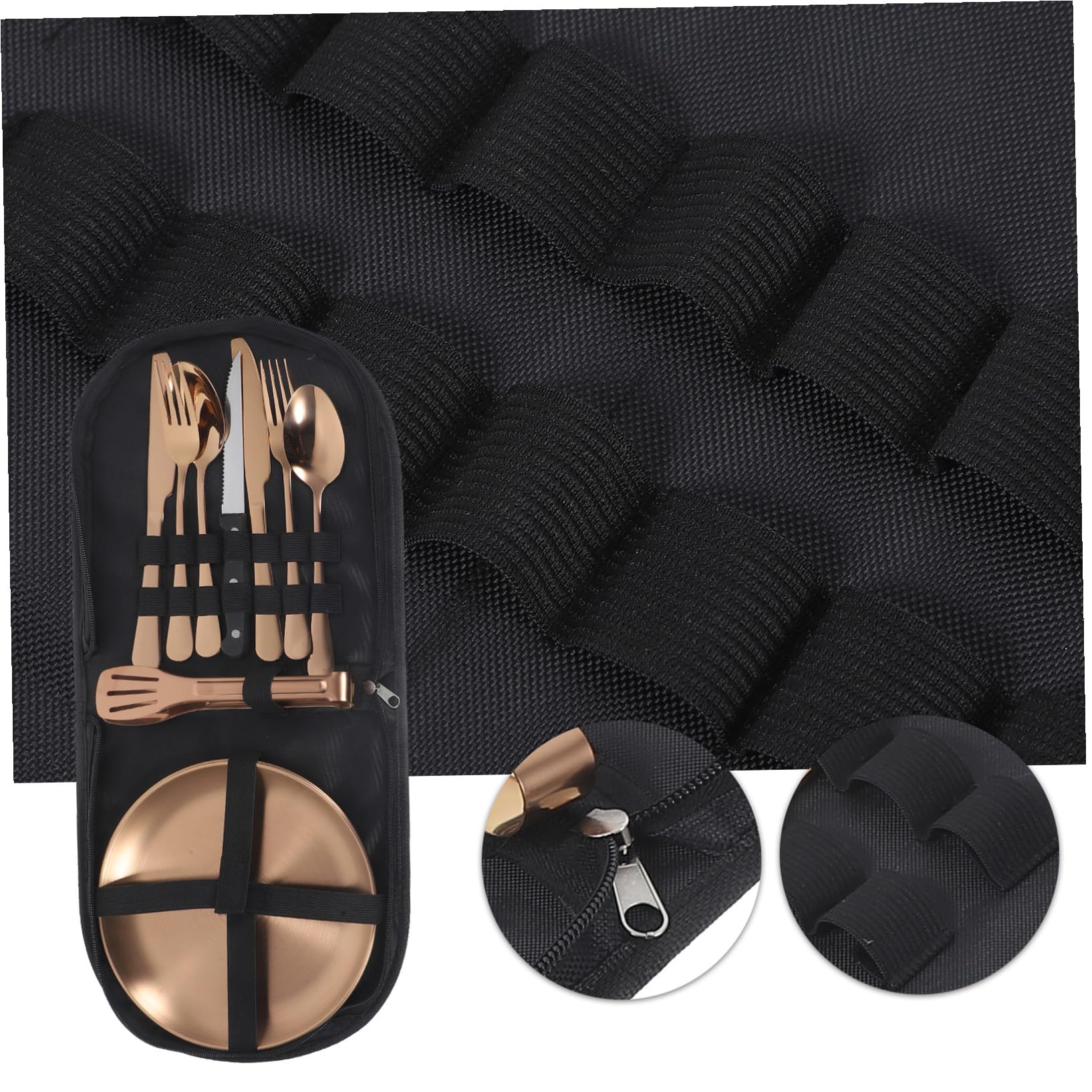 Toyvian Edelstahlbesteck mit Tasche Klappgabeln und Servierlöffel für Campinggeschirr und Outdoor-besteck Tragbares Essgeschirr für Picknicks