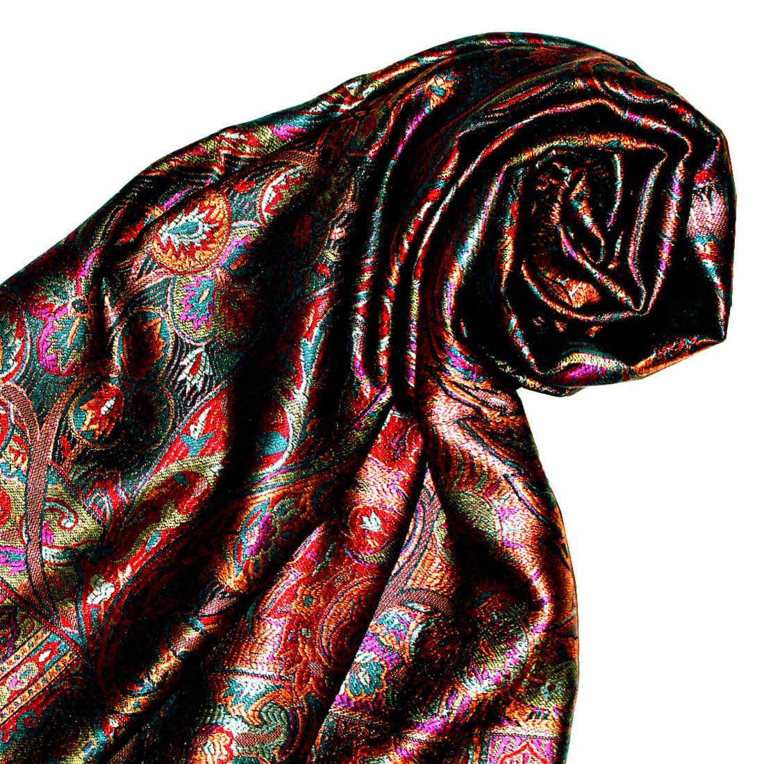 Lorenzo Cana - Sciarpa da uomo di lusso, in tessuto jacquard, 100% seta, motivo Paisley, in seta, multicolore, 70 x 190 cm