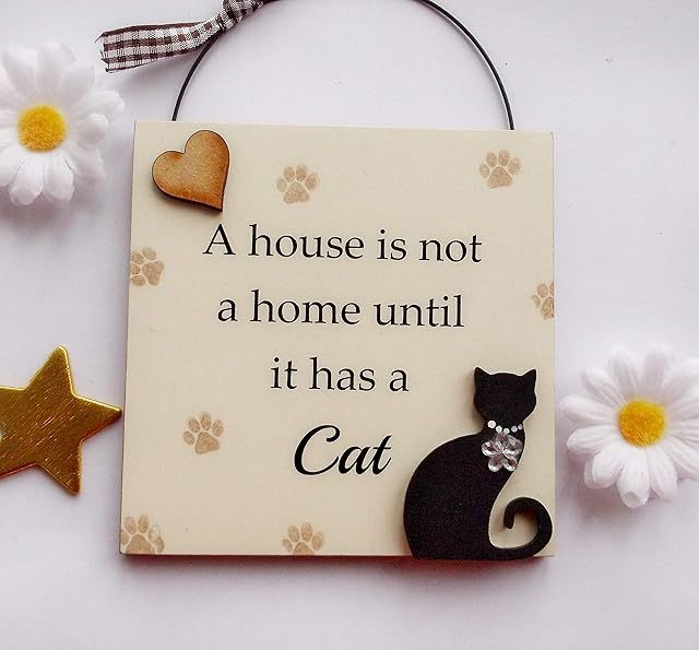 A house is not a home until it has a cat wooden gift
