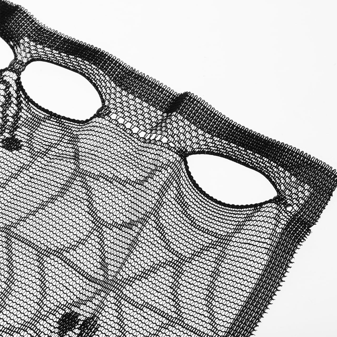 ULTECHNOVO Halloween Lace Window Curtain with Spider Web and Bat Design Sheer Black Lace Panel for Door Fireplace Cloth Lampshade Halloween Party Decoration 59.8 X 20 Inches