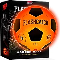 FlashCatch Light Up Soccer Ball Size 5 - Glow in Dark LED Kick Activated, Official Weight Grip for Kids Teens 8-15 Night Games Gift
