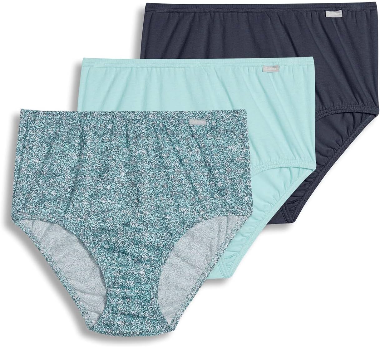 Jockey Women's Underwear Plus Size Elance Brief - 3 Pack, Etched Rose/ICY Teal, 10