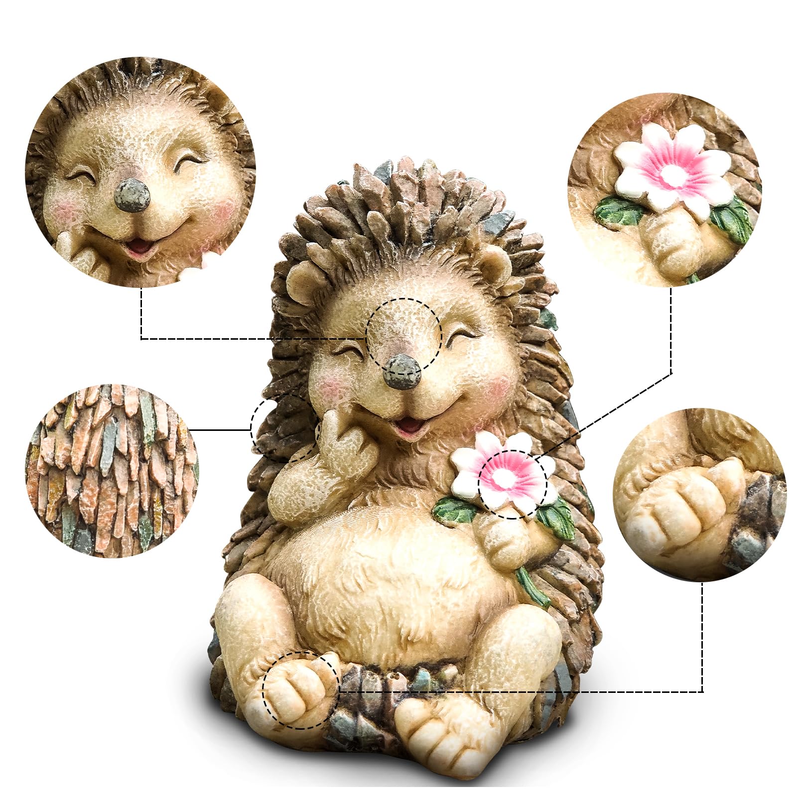 Estatua de erizo, decoración de interiores y exteriores, decoración artística en el hogar, patio, césped, jardín, dormitorio, sala de estar, lindas esculturas de hadas para mamá, abuela,