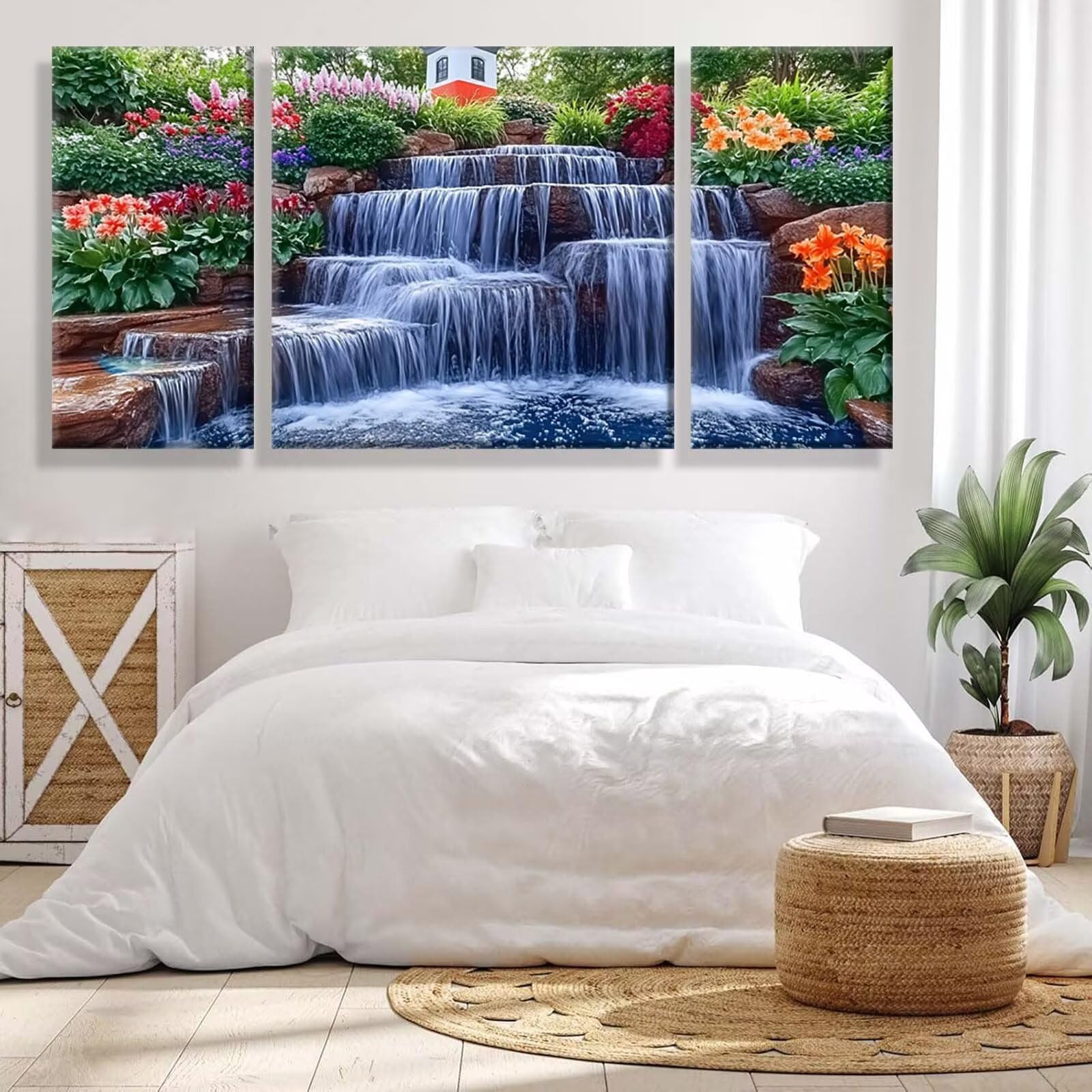 3 Pezzi Dipingere con i Numeri adulti, Paint by Numbers Autunno Fiori freschi, Kit Lavoretti Creativi, Kit Pittura Acrilica Fai-da-Te, con Pennello, Decorazioni Casa 70x140cm (Senza Cornice) y1s-787