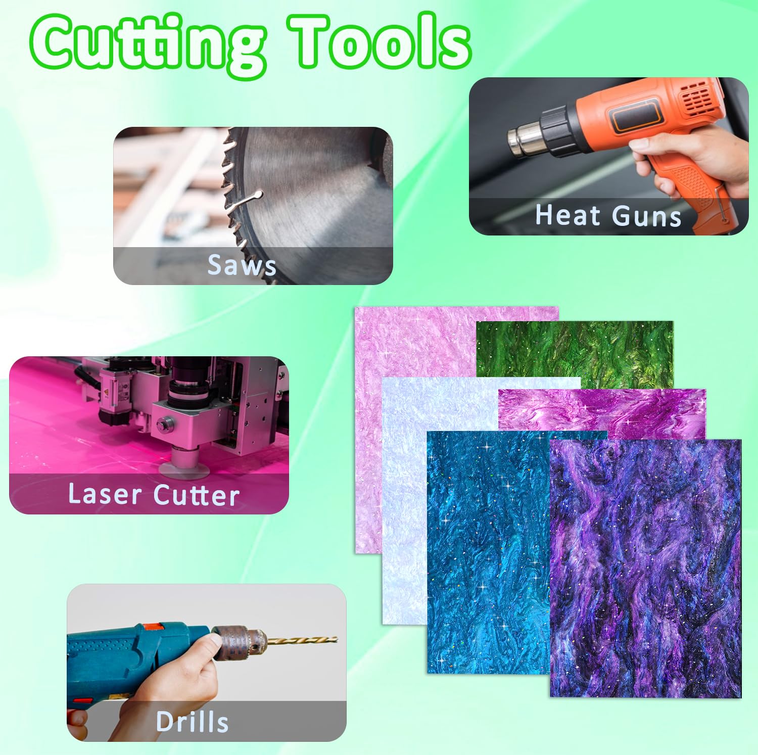 Glitter Acrylic Sheets - 6 Colors, Nebula Swirls -3