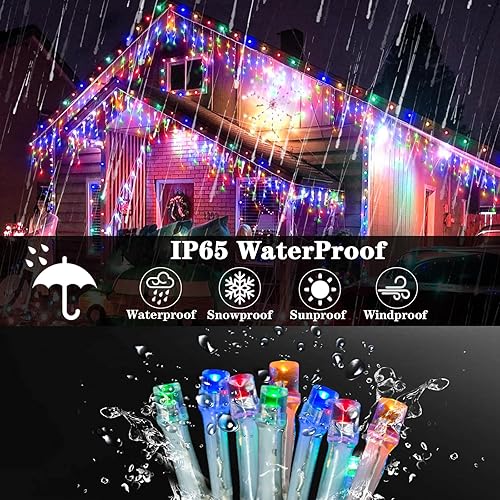 Miniatura 4 de Luces solares de carámbano mejoradas de 640 LED para exteriores, impermeables, 63.4 pies, 13 modos y luz de carámbano recargable por USB para techo,