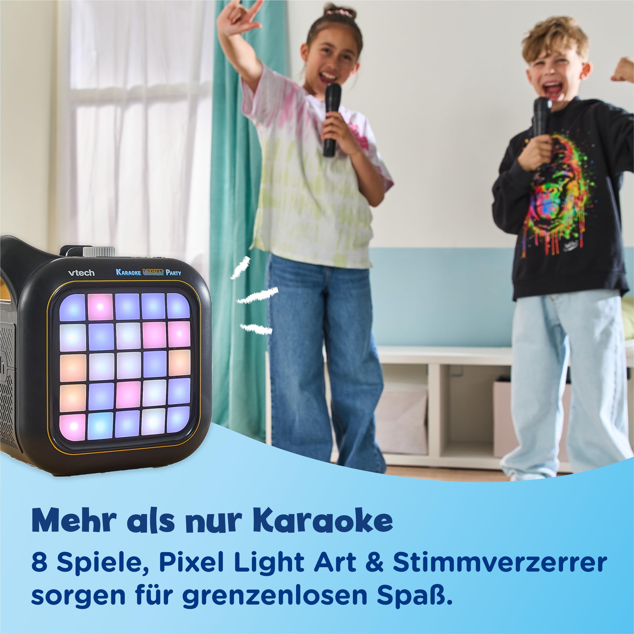 VTech Karaoke Light Party - Bluetooth-Karaoke mit 2 Mikrofonen