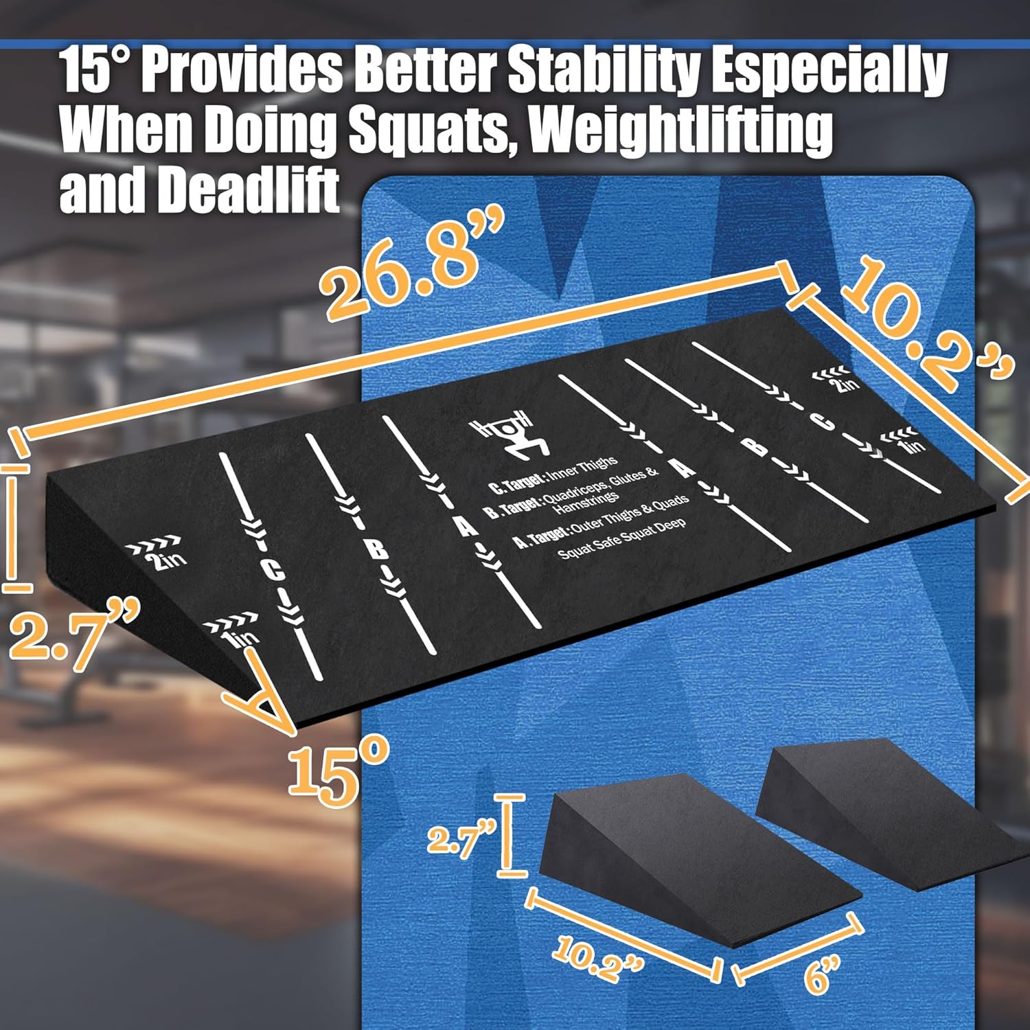 Squat Wedge Block One Piece: Heel Elevated Slant Board for Squats Weightliting Home Gym Squat Wedge