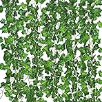 12 Pack Fake Vines for Room Decor Artificial Ivy Garland with Clip Green Flowers Hanging Plants Faux Greenery Leaves Bedroom Aesthetic Decor for Home Garden Wall Wedding