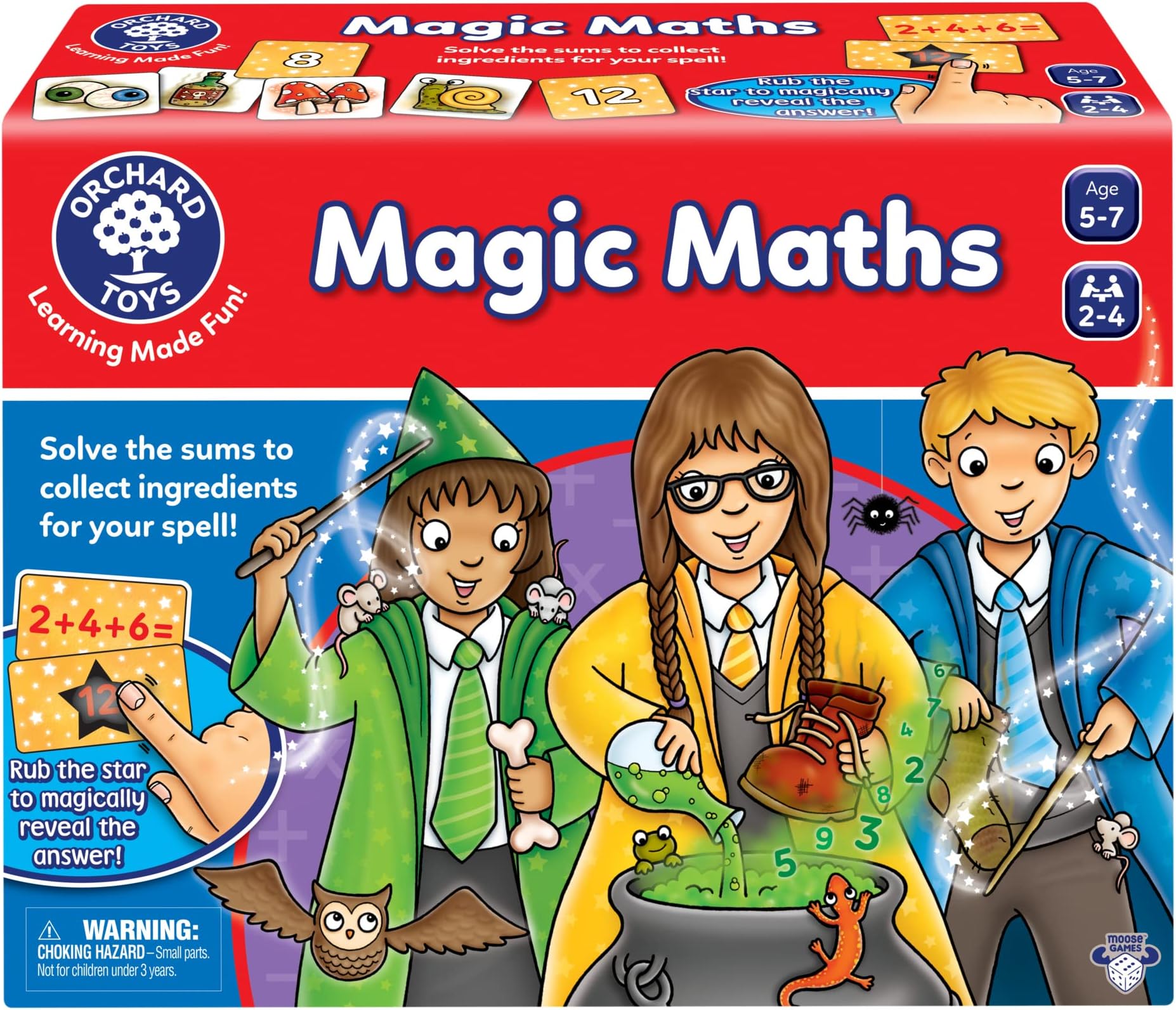 Orchard Toys Moose Games Magic Maths Game. an exciting and spellbinding Math Game. for Ages 5-7 and for 2-4 Players
