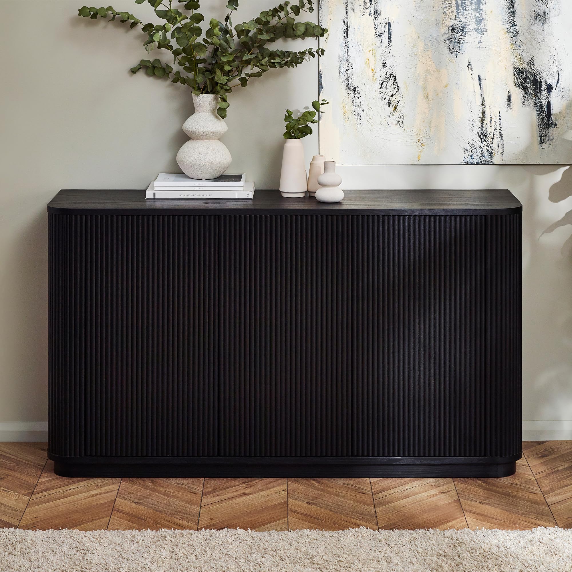 Julian Bowen Louis 3 Door Black Fluted Sideboard