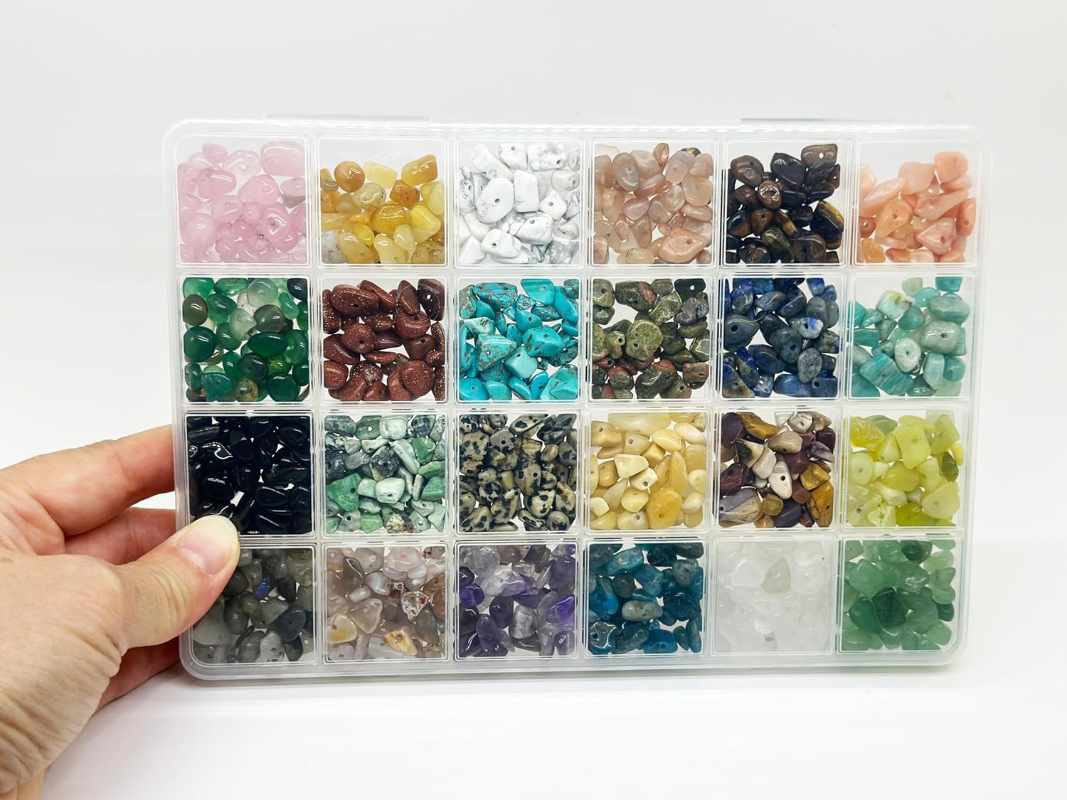 Gemstone Chips Beads DIY Jewelry Making, Healing Engry Crystals Polishing Crushed Irregular Shaped Beads with Box(24 Colors-2) - Image 3