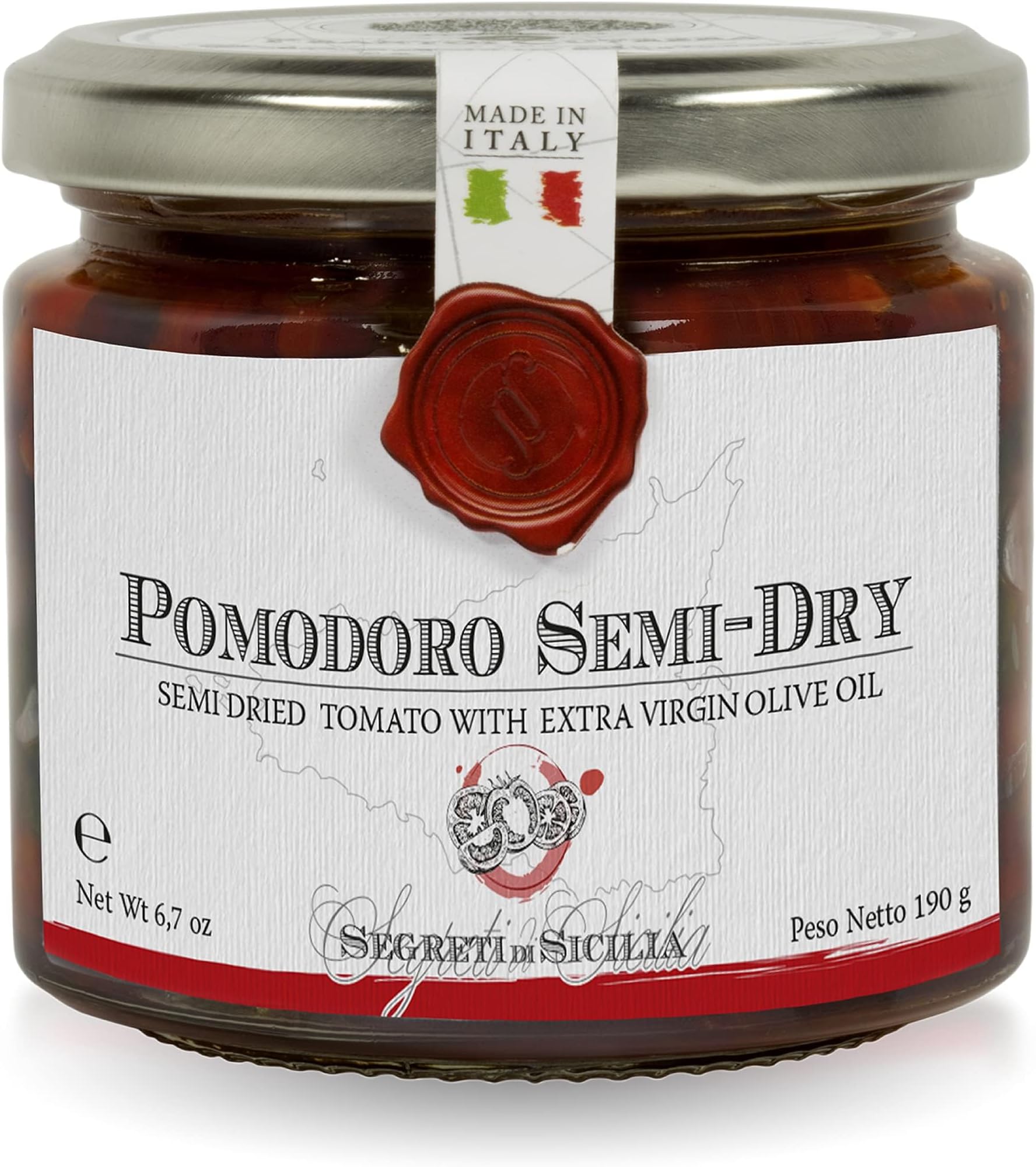 Frantoi Cutrera - Pomodorino Semi Secco - Semi-Dried Cherry Tomatoes in Extra Virgin Olive Oil, Product of Italy, 6.7oz