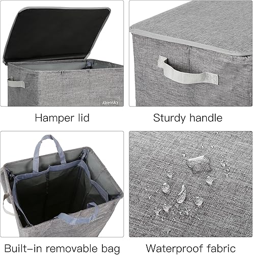 Miniatura 4 de Laundry Hamper Collapsible Laundry Basket with Lid100L Clothes Hamper with Bag Removable for Clothes and Toys Storage, Dirty Hampers for Bedroom,