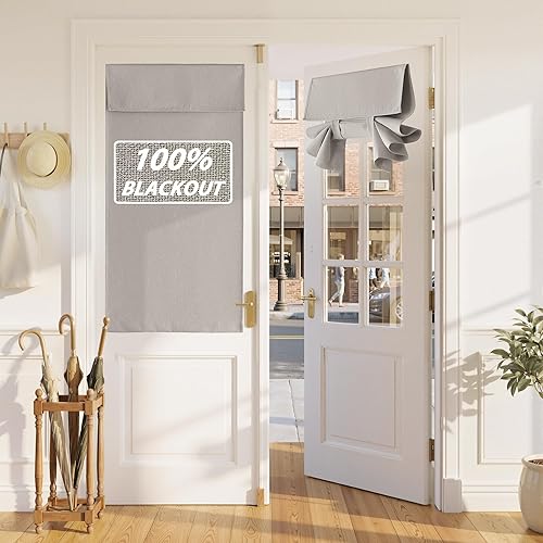 RYB HOME 100% Blackout Linen French Door Curtain - Home
