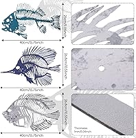 Vista 2 de Zhengmy 3 piezas de arte de pared de metal para colgar huesos de pescado de metal, decoración de pared rústica, estilo náutico, decoración artística