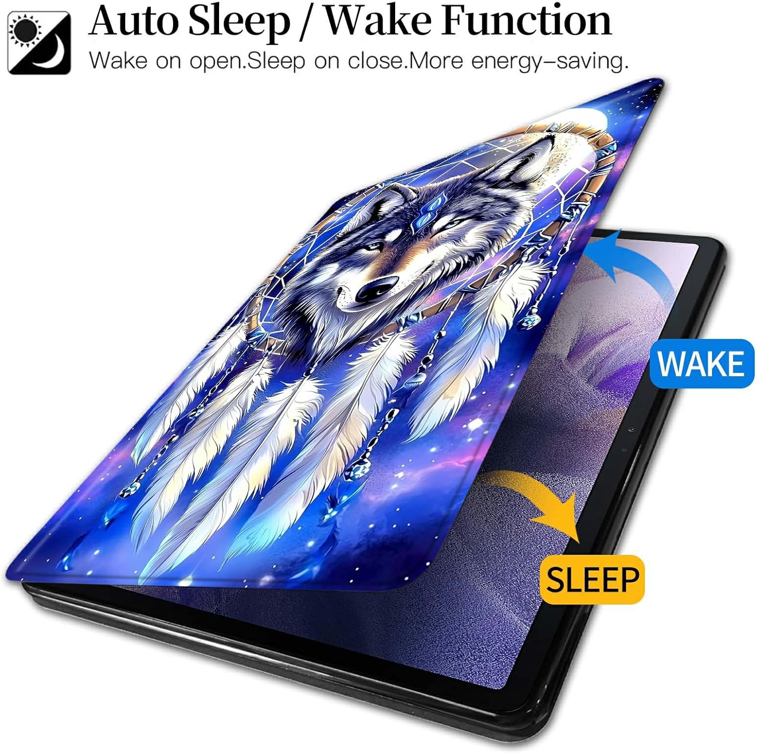 Dreamcatcher Wolf Case for 7" Kindle Paperwhite (12th Generation,2024)&Kindle Colorsoft Signature Edition 7"(2024/2025) 360 Degree Rotating Stand Protective Cover with Auto Sleep/Wake