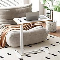 Vista 7 de SANODESK Mesa médica ajustable sobre la cama con ruedas ocultas, carrito de escritorio móvil neumático para computadora portátil con bandeja