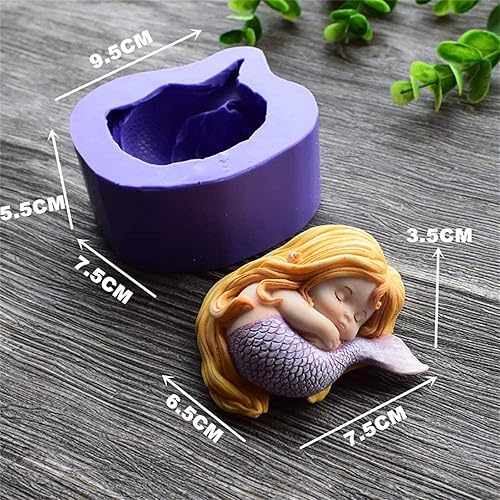 Miniatura 5 de YSCEN - Moldes de silicona para dormir, sirena 3D, diseño de princesa de sirena, manualidades, moldes de jabón hechos a mano, suministros para hacer
