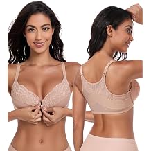 Lemorosy Womens Full Figure Plus Size Front Closure Posture Back Unpadded Underwire Everyday Bra