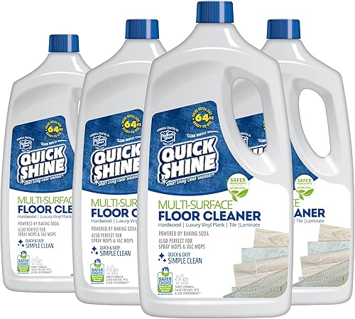 Quick Shine Limpiador de suelos multisuperficie de 64 onzas, 4 unidades, listo para usar, sin rayas, sin enjuague, uso en madera dura, laminado,