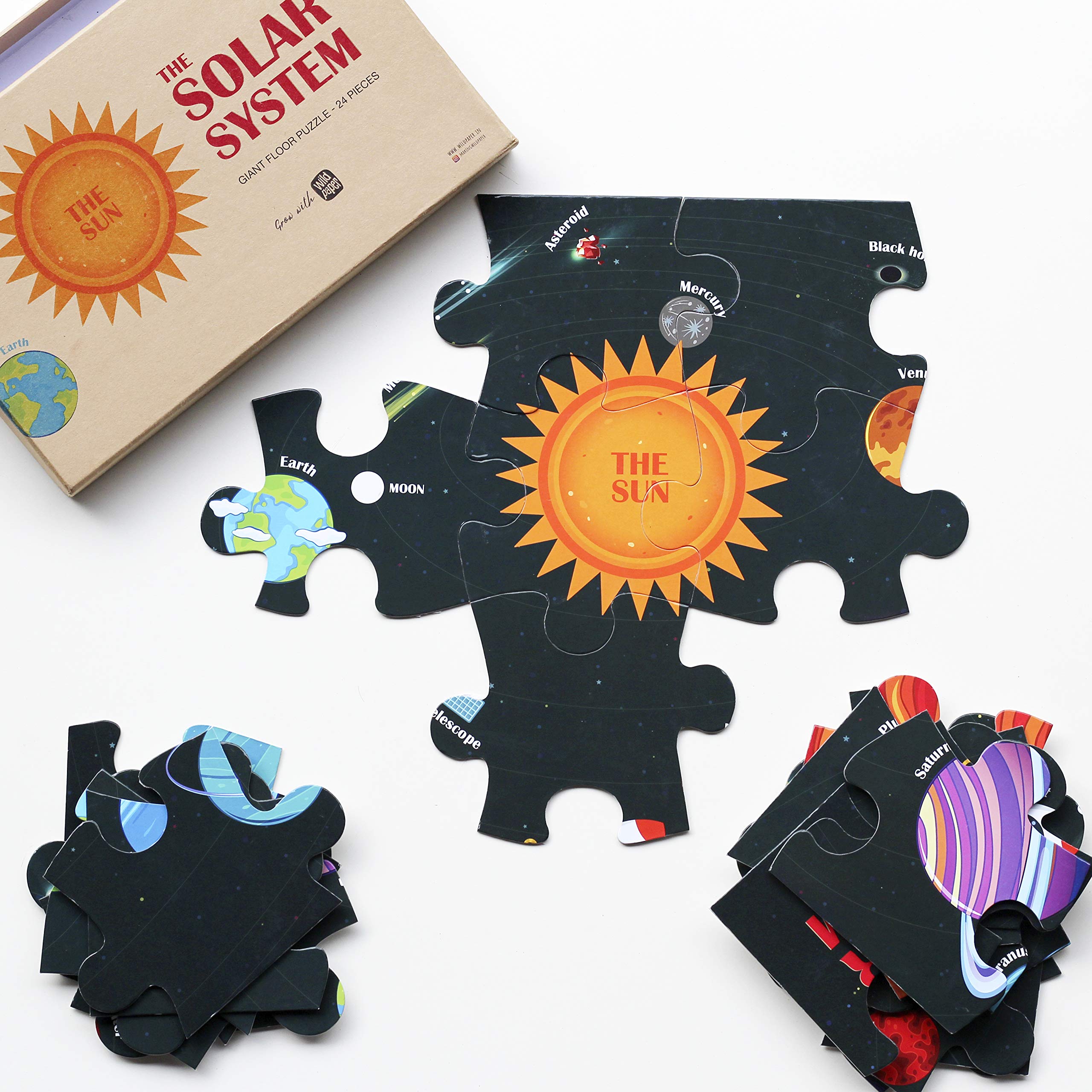 Wildpaper | Solar System Giant Floor Puzzle | Play & Learn About The Solar System | Contains 24 Puzzle Pieces | Early Learning | Skill Development | Visual Stimulation | for Kids | Made in India (B0831QVH5C) Amazon Price History, Amazon Price Tracker