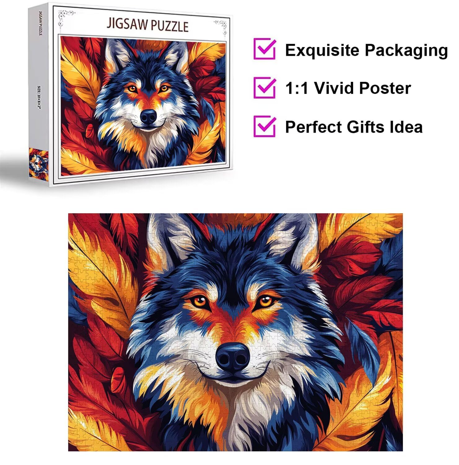 Puzzle 5000 Pezzi astratto Puzzle Legno lupo, n-34