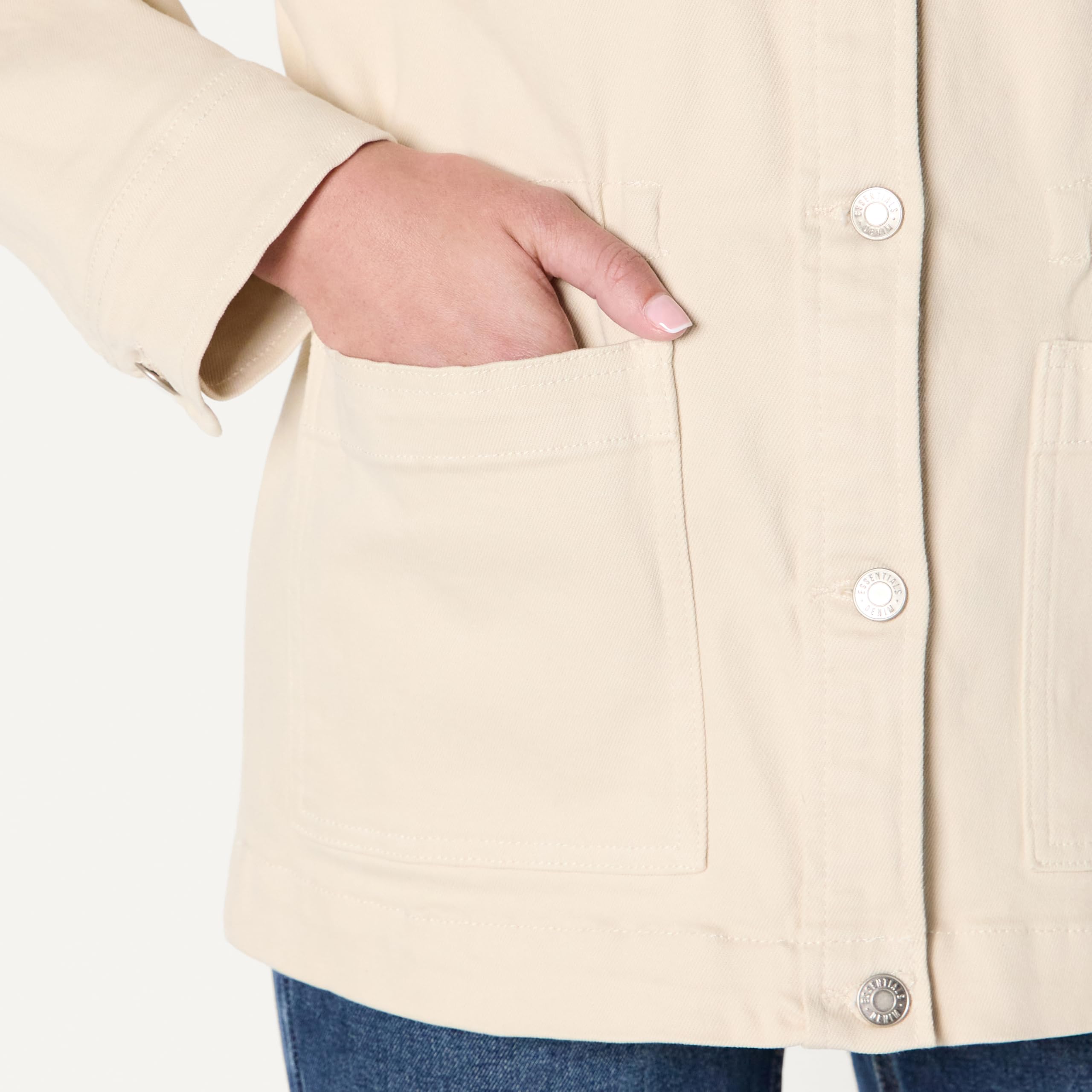 Amazon Essentials Mujer Chaqueta Barn Vaquera de Cintura Ceñida y Baja Elasticidad de Corte Estándar