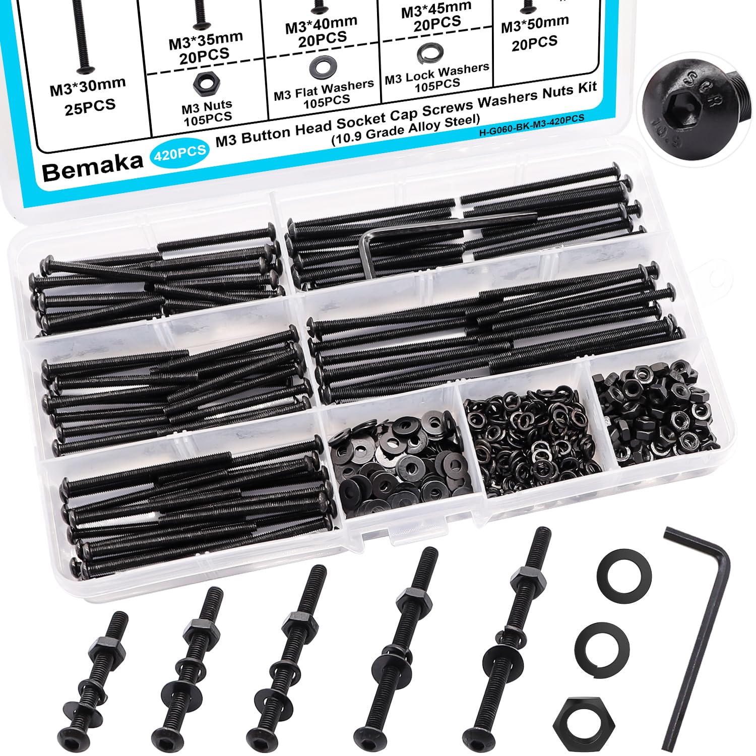 1287Pcs Nuts and Bolts Assortment Kit, 304 Stainless Steel Bolts Machine Screws Hardware Assortment Kit, Metric & SAE Phillips Pan Head Screws, Assorted Bolts, Nuts and Washers Kit — Amazon image 14
