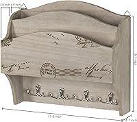 Vista 4 de MyGift Correo y llavero de madera gris rústico para pared con 2 compartimentos y 4 ganchos