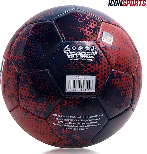 Miniatura 3 de Icon Sports Balón de fútbol con licencia oficial de la Federación de Fútbol de Estados Unidos - USA01BL azul marino, talla 5 Suplente 5,Color del